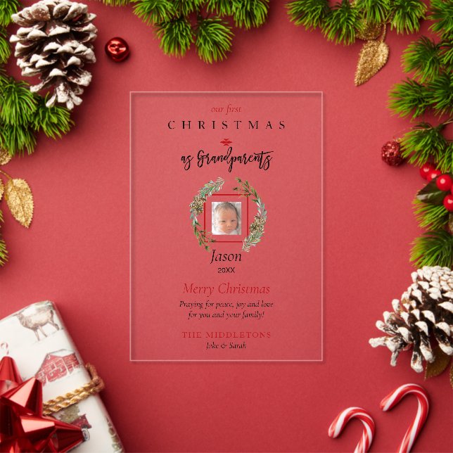 Our 1st Christmas As Grandparents Acrylic Photo Acrylic Invitations (Insitu (Holiday))