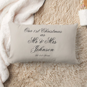 Our 1st Christmas As Mr & Mrs Couple's Keepsake  Lumbar Pillow