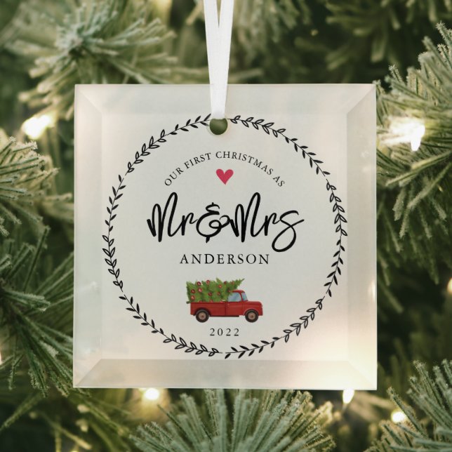 Our 1st Christmas As Mr. & Mrs.  Glass Ornament (Insitu)