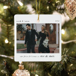 Our 1st Christmas as Mr & Mrs Photo Keepsake Ceramic Ornament<br><div class="desc">A stylish photo holiday christmas tree ornament with classic typography "Our first christmas as MR & MRS" in black on a clean simple minimal white background. The photo, text, name/s and year can be easily customized to make this ornament unique and personal to you. A simple, minimalist and contemporary christmas...</div>