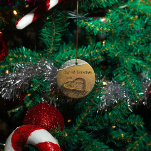 Our 1st Christmas Heart in the Sand Beach Tropical Ceramic Ornament