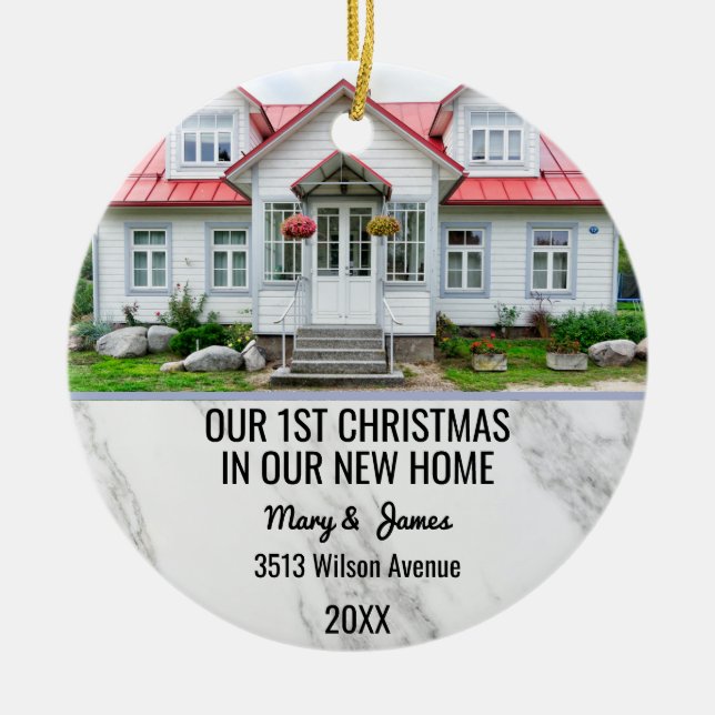Our 1st christmas in our new home Custom Message Ceramic Ornament (Front)