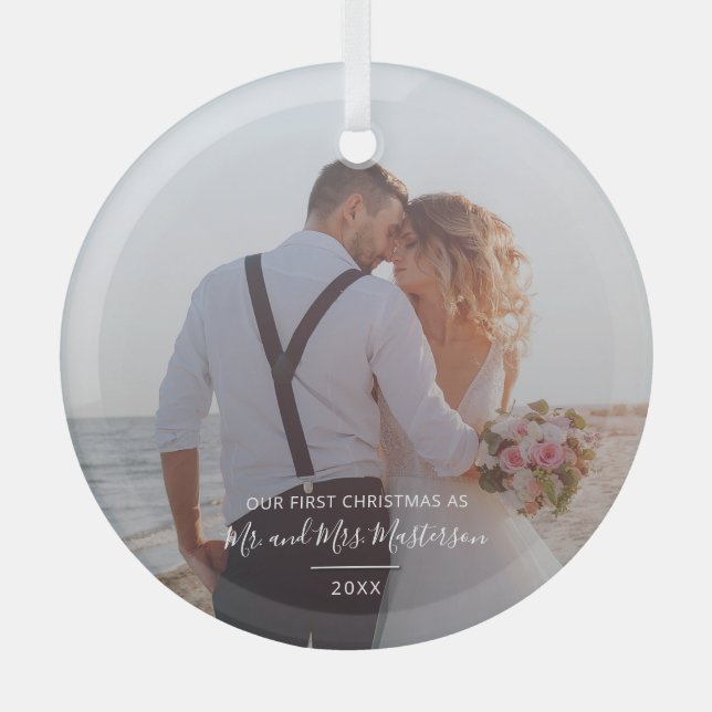 Our 1st Christmas Photo Glass Ornament (Front)