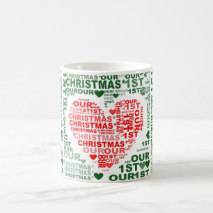 Our 1st Christmas Red Heart Coffee Tea Mug. Mug