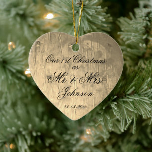 Our 1st Christmas Together As Mr. & Mrs. Elegant  Ceramic Ornament