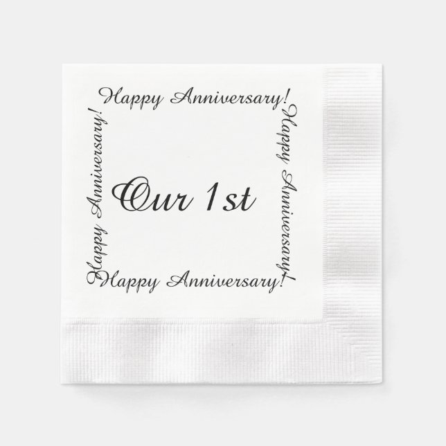 Our 1st Happy anniversary Napkin (Front)