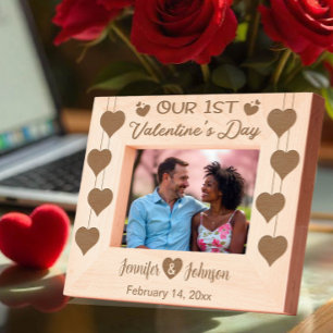 Our 1st Valentine's Day Love Heart & Custom Names Etched Frames