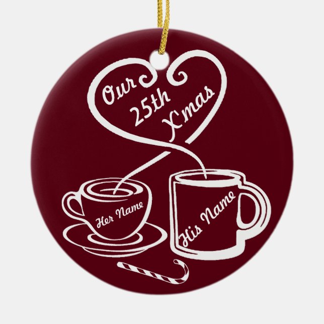 Our 25th Christmas Ceramic Ornament (Front)