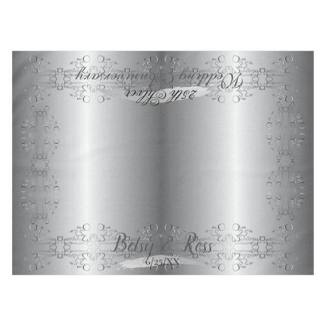 "Our 25th Wedding Anniversary"Hand-written Silvery Tablecloth (Front (Horizontal))