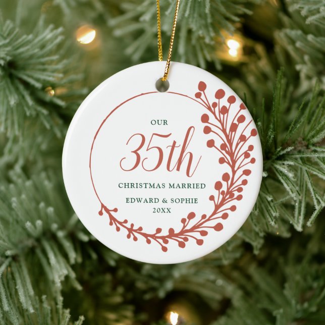 Our 35th Christmas Married Personalized Milestone Ceramic Ornament (Tree)