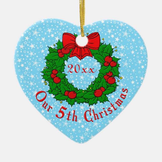 Our 5th Anniversary Ceramic Ornament (Front)