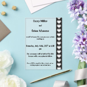 Our 8-Bit Hearts in Black Acrylic Wedding  Invitations