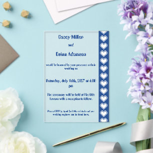 Our 8-Bit Hearts in Blue Acrylic Wedding  Invitations