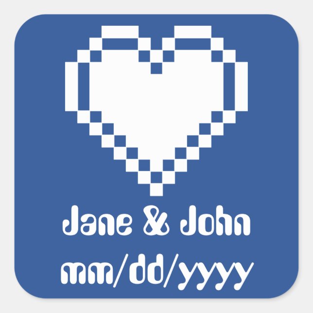 Our 8-Bit Hearts in Blue Sticker (Front)