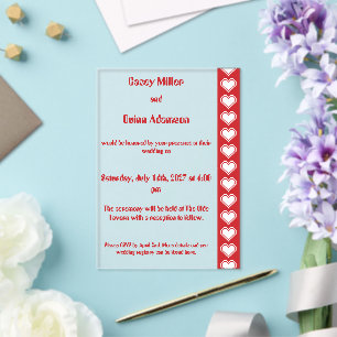 Our 8-Bit Hearts in Cherry Acrylic Wedding  Invitations