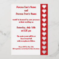 Our 8-Bit Hearts in Cherry Foil Invitation