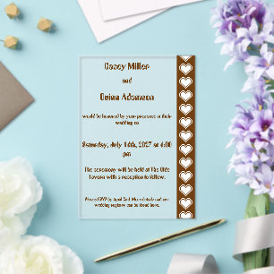 Our 8-Bit Hearts in Chocolate Acrylic Wedding Invitations