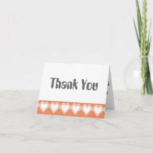 Our 8-Bit Hearts in Coral Thank You Card