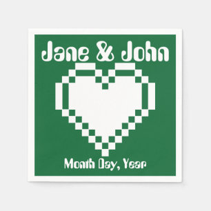 Our 8-Bit Hearts in Green Napkins