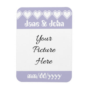 Our 8-Bit Hearts in Lavender Save-the-Date Magnet