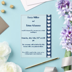 Our 8-Bit Hearts in Navy Acrylic Wedding  Invitations