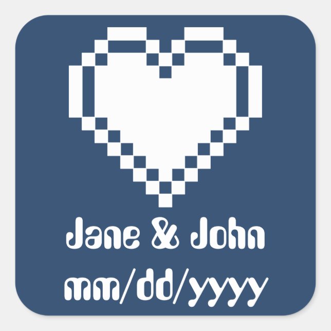 Our 8-Bit Hearts in Navy Sticker (Front)