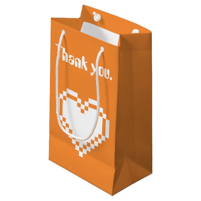 Our 8-Bit Hearts in Orange Gift Bag (Front Angled)