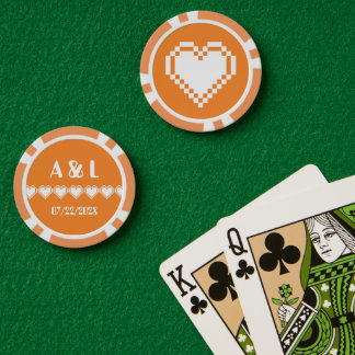 Our 8-Bit Hearts in Orange Poker Chips