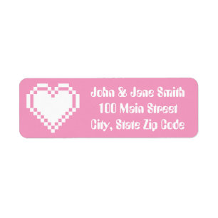 Our 8-Bit Hearts in Petal Pink Address Label