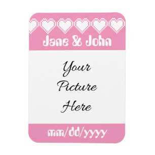 Our 8-Bit Hearts in Petal Pink Reminder Magnet