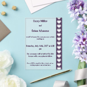 Our 8-Bit Hearts in Purple Acrylic Wedding  Invitations