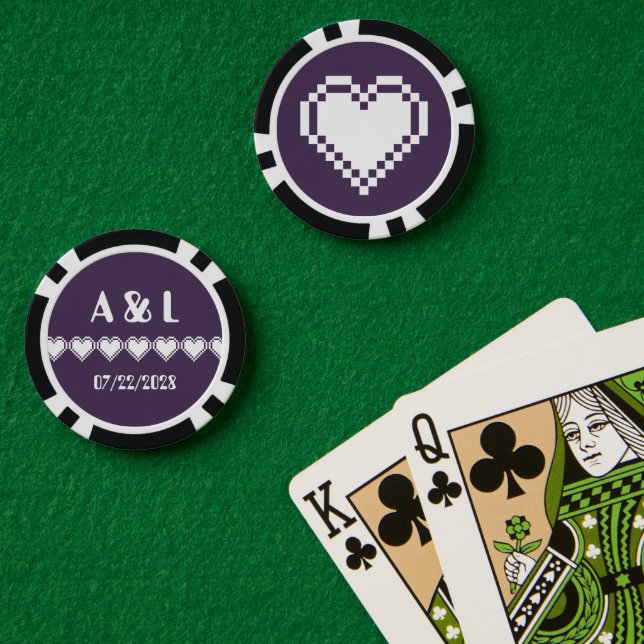 Our 8-Bit Hearts in Purple Poker Chips (Poker Table (Double))