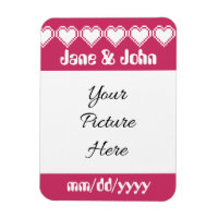 Our 8-Bit Hearts in Raspberry Save-the-Date Magnet
