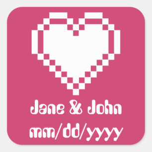 Our 8-Bit Hearts in Raspberry Sticker