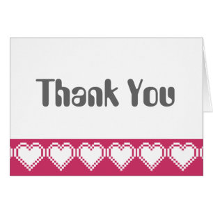 Our 8-Bit Hearts in Raspberry Thank You Card