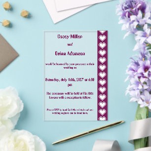 Our 8-Bit Hearts in Wine Acrylic Wedding Invitations