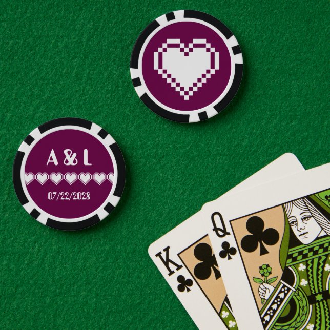 Our 8-Bit Hearts in Wine Poker Chips (Poker Table (Double))