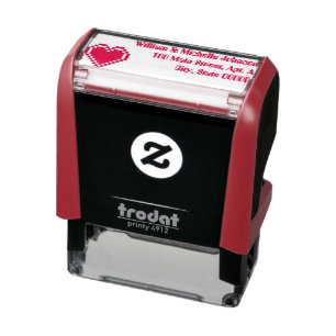 Our 8-Bit Hearts Self-Inking Address Stamp