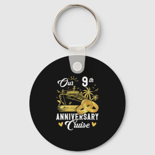 Our 9th Anniversary Golden Cruise Vacation Couple Keychain