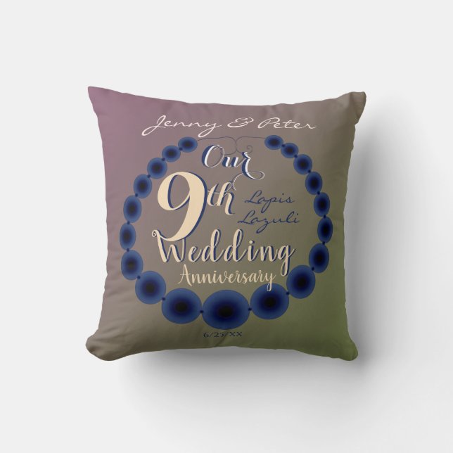 Our 9th Wedding Anniversary Lapis Lazuli Throw Pillow (Front)