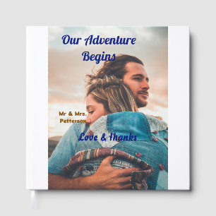 Our adventure begins add couple photo love &thanks guest book