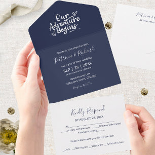 Our Adventure Begins All in One Wedding Invitation