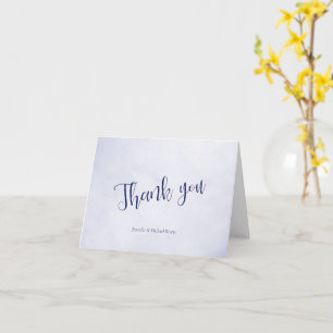 Our adventure begins blue typographic thank you card
