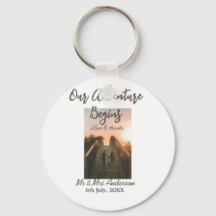 Our Adventure begins couple photo love & thanks Keychain