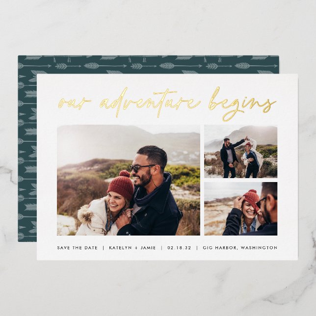 Our Adventure Begins | Multi Photo Save The Date (Front/Back)