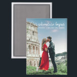 Our Adventure Begins Photo Thank You Wedding Magnet<br><div class="desc">Celebrate your new journey with the Our Adventure Begins Photo Thank You Wedding Magnet—a perfect keepsake for your wedding guests! Featuring your favourite wedding photo alongside the heartfelt phrase "Our Adventure Begins, " this magnet combines a personal touch with a practical, lasting memento. Designed to stick on refrigerators or other...</div>