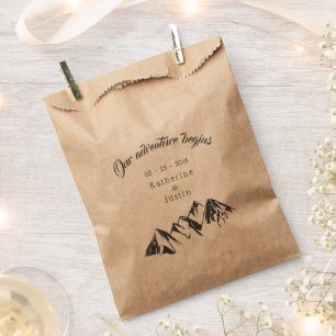 Our adventure begins rustic wedding favour bag