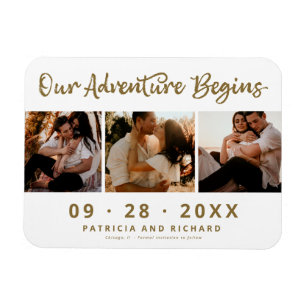 Our Adventure Begins Save The Date 3 Photo Magnet