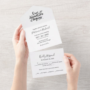 Our Adventure Begins Wedding All In One Invitation