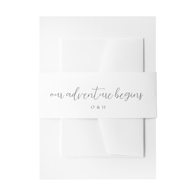 Our Adventure Begins Wedding  Invitation Belly Band (Front Example)